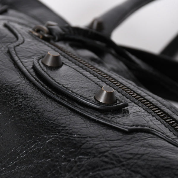極美品 BALENCIAGA バレンシアガ ル シティ イーストウェスト トートバッグ 845704 ショルダーバッグ 現行モデル ブラック ブロンズ金具 中古 4a006964