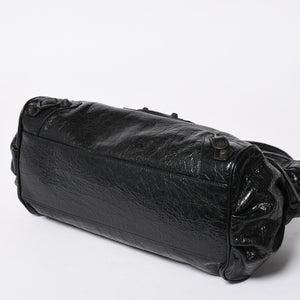 極美品 BALENCIAGA バレンシアガ ル シティ イーストウェスト トートバッグ 845704 ショルダーバッグ 現行モデル ブラック ブロンズ金具 中古 4a006964