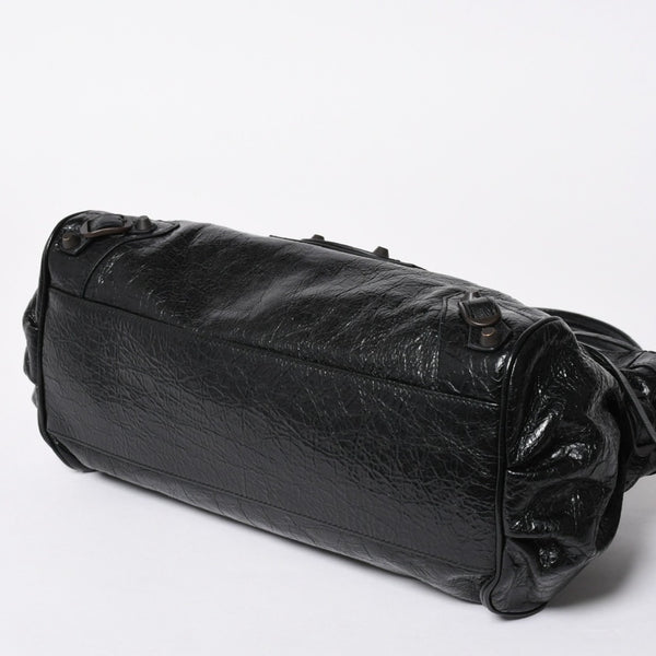 極美品 BALENCIAGA バレンシアガ ル シティ イーストウェスト トートバッグ 845704 ショルダーバッグ 現行モデル ブラック ブロンズ金具 中古 4a006964