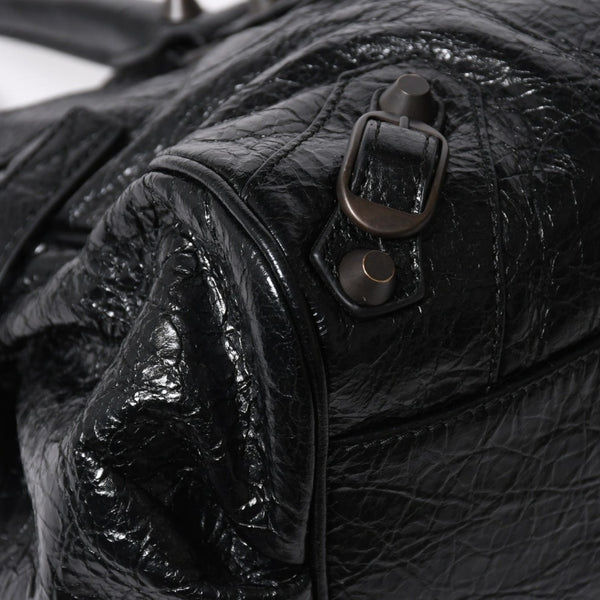 極美品 BALENCIAGA バレンシアガ ル シティ イーストウェスト トートバッグ 845704 ショルダーバッグ 現行モデル ブラック ブロンズ金具 中古 4a006964