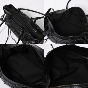 極美品 BALENCIAGA バレンシアガ ル シティ イーストウェスト トートバッグ 845704 ショルダーバッグ 現行モデル ブラック ブロンズ金具 中古 4a006964