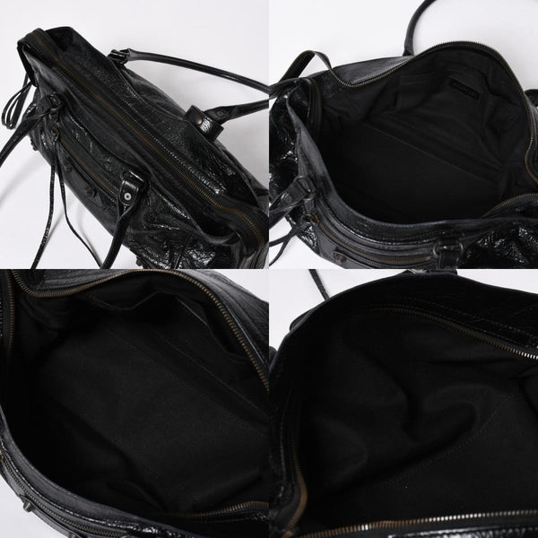 極美品 BALENCIAGA バレンシアガ ル シティ イーストウェスト トートバッグ 845704 ショルダーバッグ 現行モデル ブラック ブロンズ金具 中古 4a006964