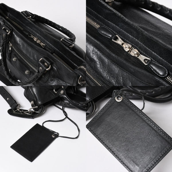 BALENCIAGA バレンシアガ ザ ジャイアント ヴェロ ハンドバッグ 282010 ショルダーバッグ 2WAY ブラック シルバー金具 美品 中古 4a006966