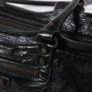極美品 BALENCIAGA バレンシアガ ル シティ イーストウェスト トートバッグ 845704 ショルダーバッグ 現行モデル ブラック ブロンズ金具 中古 4a006964