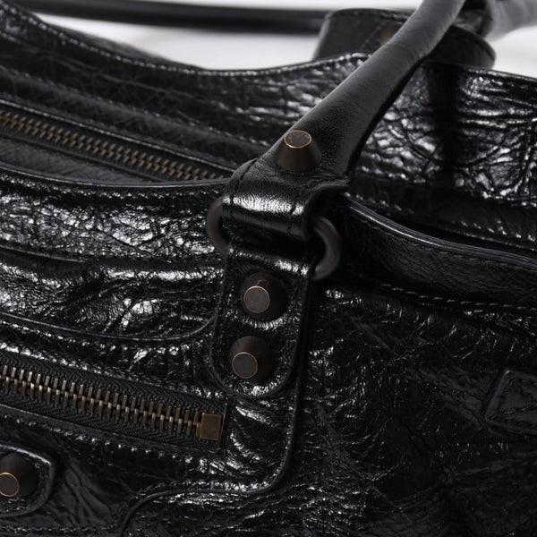 極美品 BALENCIAGA バレンシアガ ル シティ イーストウェスト トートバッグ 845704 ショルダーバッグ 現行モデル ブラック ブロンズ金具 中古 4a006964