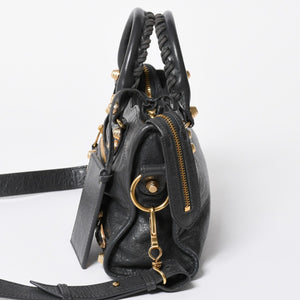 極美品 BALENCIAGA バレンシアガ LE CITY MINI ミニ シティ ハンドバッグ ショルダーバッグ 2WAYバッグ 309544 グレー ゴールド金具 中古 4a006988