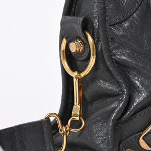 極美品 BALENCIAGA バレンシアガ LE CITY MINI ミニ シティ ハンドバッグ ショルダーバッグ 2WAYバッグ 309544 グレー ゴールド金具 中古 4a006988