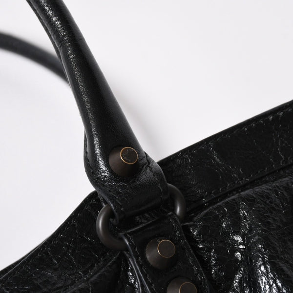 極美品 BALENCIAGA バレンシアガ ル シティ イーストウェスト トートバッグ 845704 ショルダーバッグ 現行モデル ブラック ブロンズ金具 中古 4a006964