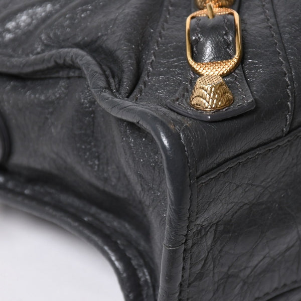 極美品 BALENCIAGA バレンシアガ LE CITY MINI ミニ シティ ハンドバッグ ショルダーバッグ 2WAYバッグ 309544 グレー ゴールド金具 中古 4a006988