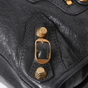 極美品 BALENCIAGA バレンシアガ LE CITY MINI ミニ シティ ハンドバッグ ショルダーバッグ 2WAYバッグ 309544 グレー ゴールド金具 中古 4a006988
