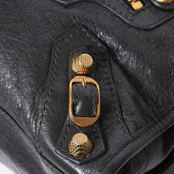 極美品 BALENCIAGA バレンシアガ LE CITY MINI ミニ シティ ハンドバッグ ショルダーバッグ 2WAYバッグ 309544 グレー ゴールド金具 中古 4a006988