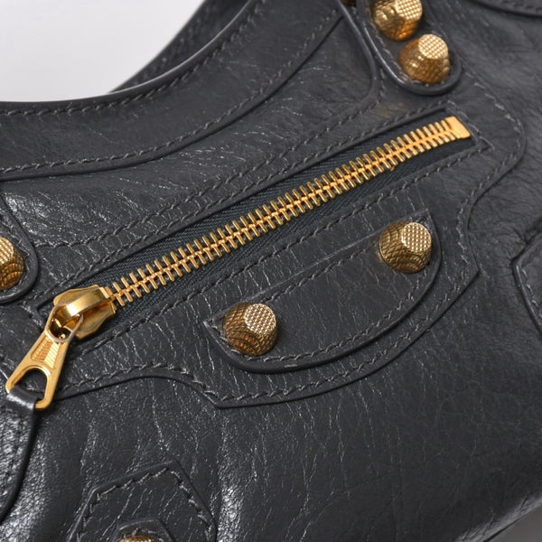 極美品 BALENCIAGA バレンシアガ LE CITY MINI ミニ シティ ハンドバッグ ショルダーバッグ 2WAYバッグ 309544 グレー ゴールド金具 中古 4a006988