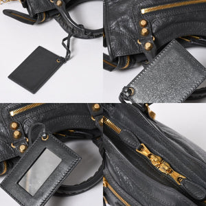 極美品 BALENCIAGA バレンシアガ LE CITY MINI ミニ シティ ハンドバッグ ショルダーバッグ 2WAYバッグ 309544 グレー ゴールド金具 中古 4a006988
