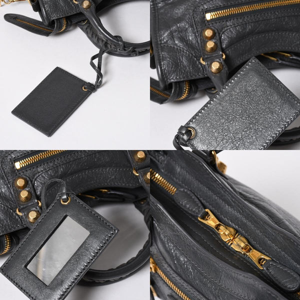 極美品 BALENCIAGA バレンシアガ LE CITY MINI ミニ シティ ハンドバッグ ショルダーバッグ 2WAYバッグ 309544 グレー ゴールド金具 中古 4a006988