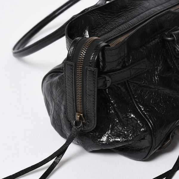 極美品 BALENCIAGA バレンシアガ ル シティ イーストウェスト トートバッグ 845704 ショルダーバッグ 現行モデル ブラック ブロンズ金具 中古 4a006964