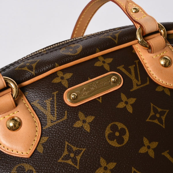 極美品 LOUIS VUITTON ルイヴィトン モントルグイユ PM ハンドバッグ M95565 PVC ヌメ革 ブラウン ゴールド金具 中古 4a006972