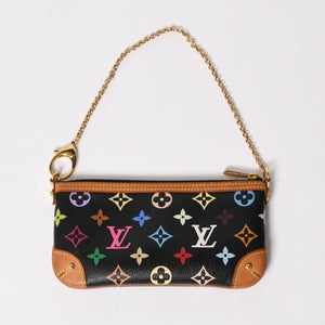 極美品 LOUIS VUITTON ルイヴィトン ポーチ M60097 ポシェット ミラMM モノグラムマルチカラー 村上隆 ブラック 中古 4a007194