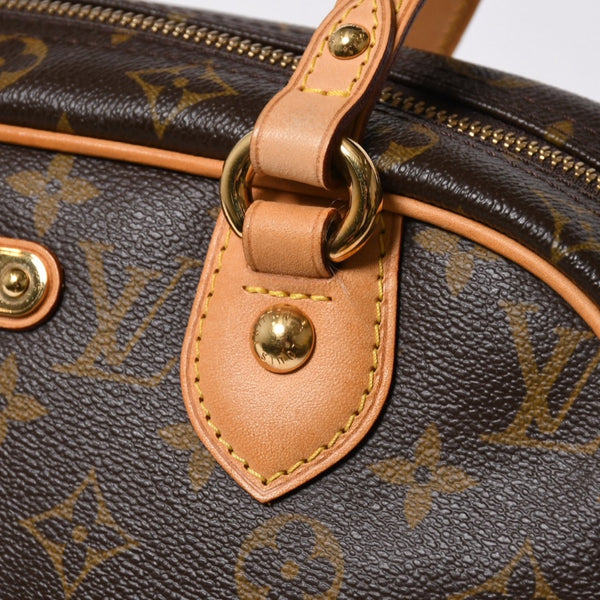 極美品 LOUIS VUITTON ルイヴィトン モントルグイユ PM ハンドバッグ M95565 PVC ヌメ革 ブラウン ゴールド金具 中古 4a006972