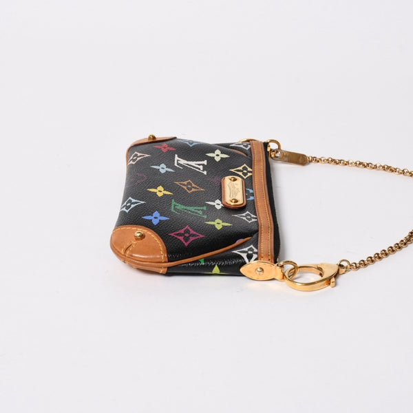 極美品 LOUIS VUITTON ルイヴィトン ポーチ M60097 ポシェット ミラMM モノグラムマルチカラー 村上隆 ブラック 中古 4a007194