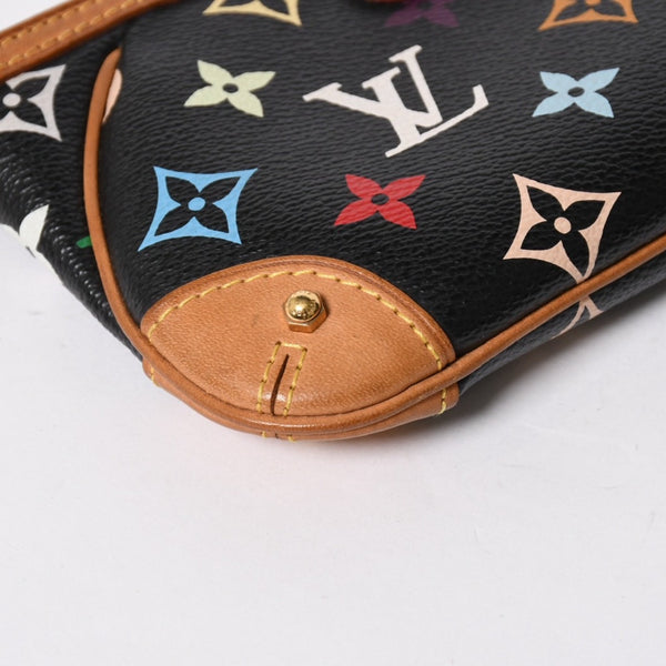 極美品 LOUIS VUITTON ルイヴィトン ポーチ M60097 ポシェット ミラMM モノグラムマルチカラー 村上隆 ブラック 中古 4a007194