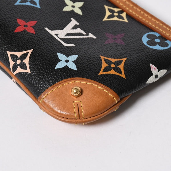 極美品 LOUIS VUITTON ルイヴィトン ポーチ M60097 ポシェット ミラMM モノグラムマルチカラー 村上隆 ブラック 中古 4a007194