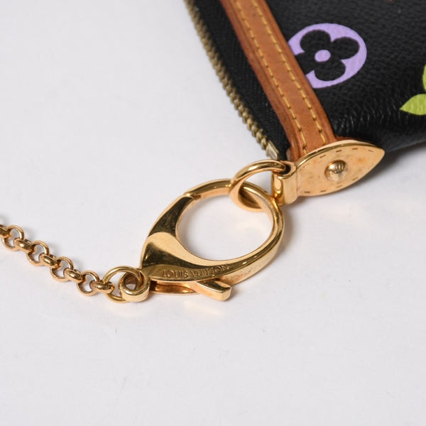 極美品 LOUIS VUITTON ルイヴィトン ポーチ M60097 ポシェット ミラMM モノグラムマルチカラー 村上隆 ブラック 中古 4a007194
