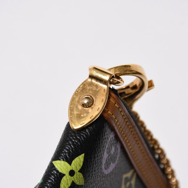 極美品 LOUIS VUITTON ルイヴィトン ポーチ M60097 ポシェット ミラMM モノグラムマルチカラー 村上隆 ブラック 中古 4a007194