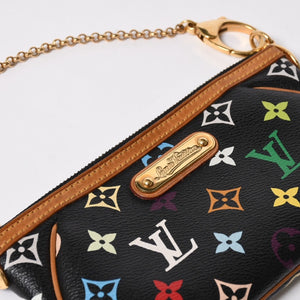 極美品 LOUIS VUITTON ルイヴィトン ポーチ M60097 ポシェット ミラMM モノグラムマルチカラー 村上隆 ブラック 中古 4a007194
