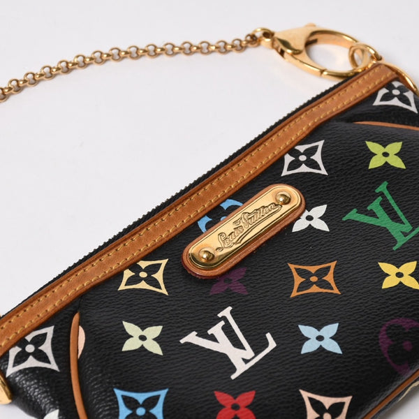 極美品 LOUIS VUITTON ルイヴィトン ポーチ M60097 ポシェット ミラMM モノグラムマルチカラー 村上隆 ブラック 中古 4a007194
