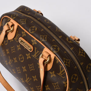 極美品 LOUIS VUITTON ルイヴィトン モントルグイユ PM ハンドバッグ M95565 PVC ヌメ革 ブラウン ゴールド金具 中古 4a006972