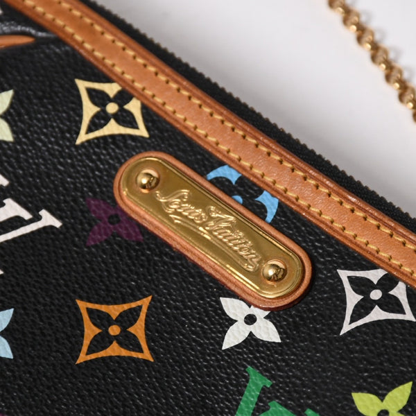 極美品 LOUIS VUITTON ルイヴィトン ポーチ M60097 ポシェット ミラMM モノグラムマルチカラー 村上隆 ブラック 中古 4a007194