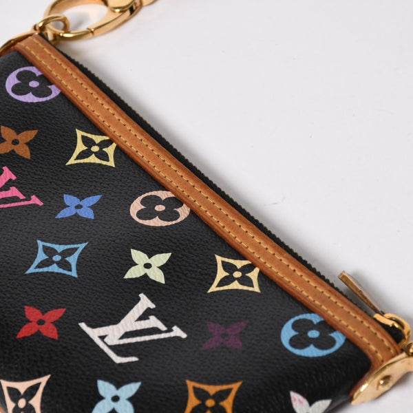 極美品 LOUIS VUITTON ルイヴィトン ポーチ M60097 ポシェット ミラMM モノグラムマルチカラー 村上隆 ブラック 中古 4a007194
