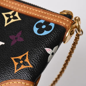 極美品 LOUIS VUITTON ルイヴィトン ポーチ M60097 ポシェット ミラMM モノグラムマルチカラー 村上隆 ブラック 中古 4a007194