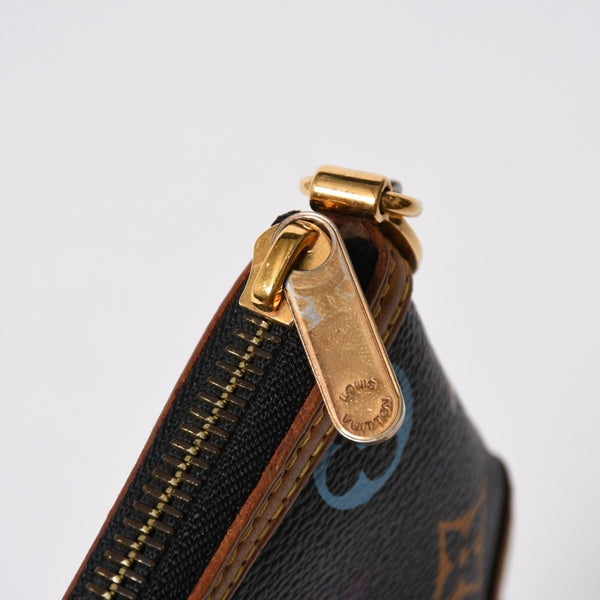 極美品 LOUIS VUITTON ルイヴィトン ポーチ M60097 ポシェット ミラMM モノグラムマルチカラー 村上隆 ブラック 中古 4a007194