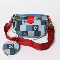 極美品 LOUIS VUITTON ルイヴィトン ミュルティポシェット アクセソワール アクセサリーポーチ M44990 デニム モノグラム 中古 4a006951