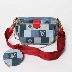 極美品 LOUIS VUITTON ルイヴィトン ミュルティポシェット アクセソワール アクセサリーポーチ M44990 デニム モノグラム 中古 4a006951