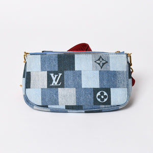 極美品 LOUIS VUITTON ルイヴィトン ミュルティポシェット アクセソワール アクセサリーポーチ M44990 デニム モノグラム 中古 4a006951