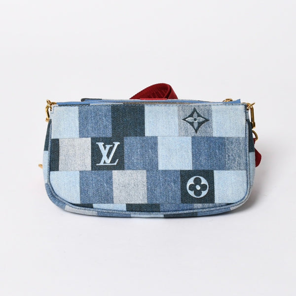 極美品 LOUIS VUITTON ルイヴィトン ミュルティポシェット アクセソワール アクセサリーポーチ M44990 デニム モノグラム 中古 4a006951