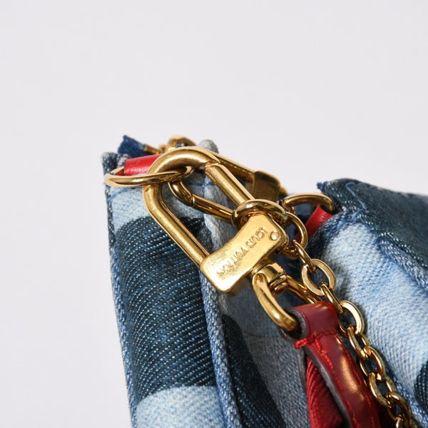 極美品 LOUIS VUITTON ルイヴィトン ミュルティポシェット アクセソワール アクセサリーポーチ M44990 デニム モノグラム 中古 4a006951