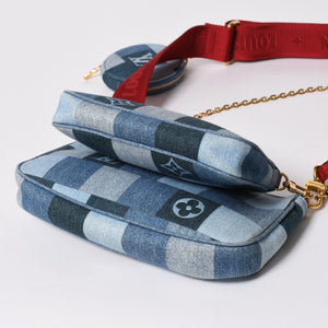 極美品 LOUIS VUITTON ルイヴィトン ミュルティポシェット アクセソワール アクセサリーポーチ M44990 デニム モノグラム 中古 4a006951