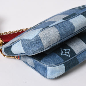 極美品 LOUIS VUITTON ルイヴィトン ミュルティポシェット アクセソワール アクセサリーポーチ M44990 デニム モノグラム 中古 4a006951