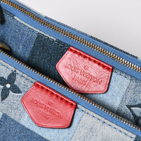 極美品 LOUIS VUITTON ルイヴィトン ミュルティポシェット アクセソワール アクセサリーポーチ M44990 デニム モノグラム 中古 4a006951