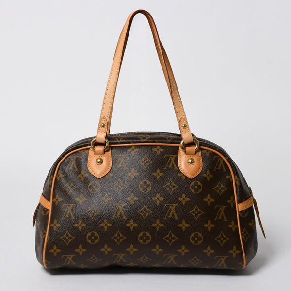 極美品 LOUIS VUITTON ルイヴィトン モントルグイユ PM ハンドバッグ M95565 PVC ヌメ革 ブラウン ゴールド金具 中古 4a006972