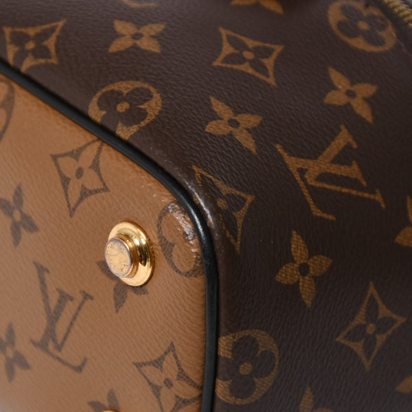 極美品 LOUIS VUITTON ルイヴィトン ヴァニティー・チェーン ポーチ モノグラム・リバース M47125 ブラウン ゴールド金具 中古 4a007059