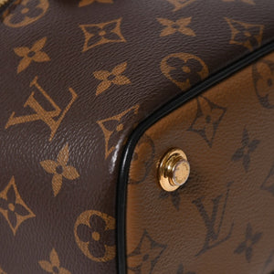 極美品 LOUIS VUITTON ルイヴィトン ヴァニティー・チェーン ポーチ モノグラム・リバース M47125 ブラウン ゴールド金具 中古 4a007059