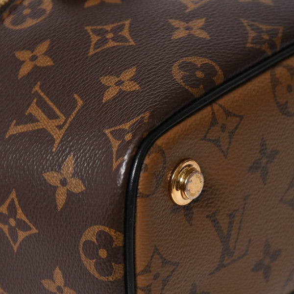 極美品 LOUIS VUITTON ルイヴィトン ヴァニティー・チェーン ポーチ モノグラム・リバース M47125 ブラウン ゴールド金具 中古 4a007059