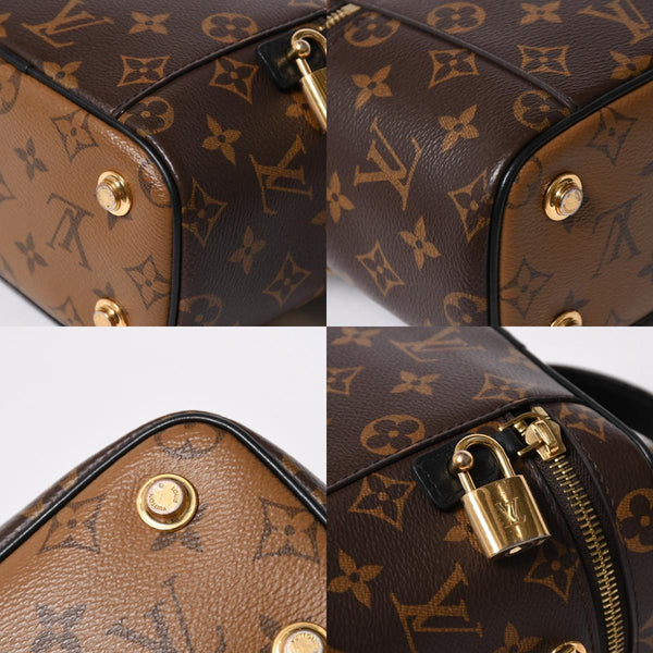 極美品 LOUIS VUITTON ルイヴィトン ヴァニティー・チェーン ポーチ モノグラム・リバース M47125 ブラウン ゴールド金具 中古 4a007059