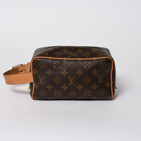 LOUIS VUITTON ルイヴィトン ロッカー ドップ キット クラッチポーチバッグ M83112 ブラウン ゴールド金具 美品 中古 4a006939