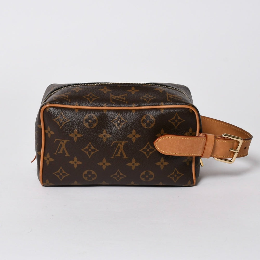 LOUIS VUITTON ルイヴィトン ロッカー ドップ キット クラッチポーチバッグ M83112 ブラウン ゴールド金具 美品 中古 4a006939