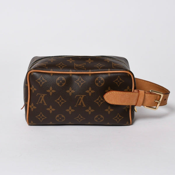 LOUIS VUITTON ルイヴィトン ロッカー ドップ キット クラッチポーチバッグ M83112 ブラウン ゴールド金具 美品 中古 4a006939